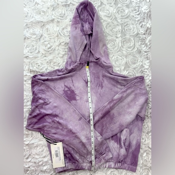 YANA K NWT Harley Tie Dye Hoodie Sweater Sz Small Purple & White Boho Zip Up - Picture 7 of 10